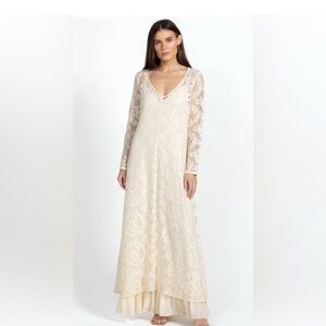 Johnny Was Cream Lace Long Sleeve Dress